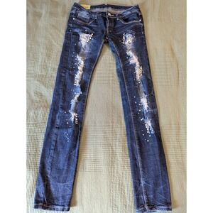 Machine Womens Distressed Pearl‎ Jeans Size 29